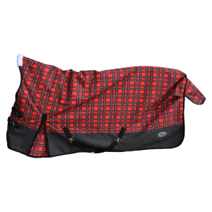 1225 Goliath Mid-Neck Horse Turnout Red Check Pattern - 1200 Denier Ripstop Horse Blanket with 300gsm Fill